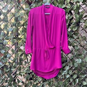 Vici Olivaceous Burgundy Silky Shirtdress Small